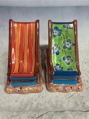 Vintage Ceramic Beach Chairs Salt and Pepper Shakers